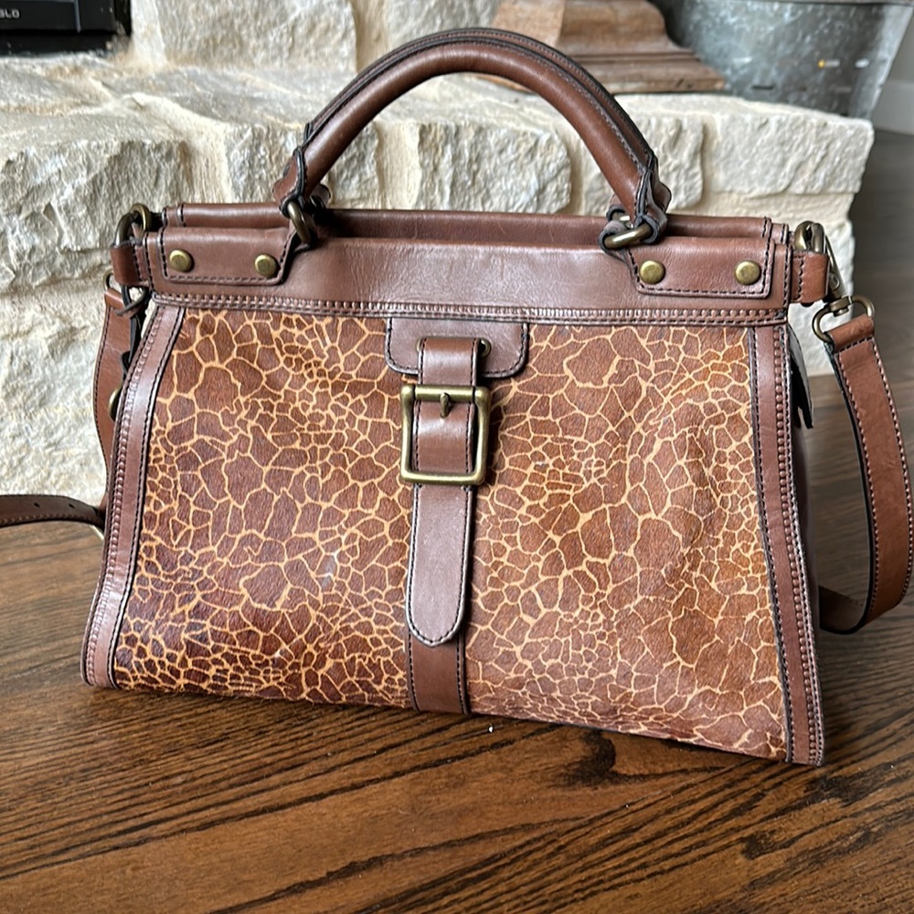 Fossil Vintage Revival Satchel Giraffe Print